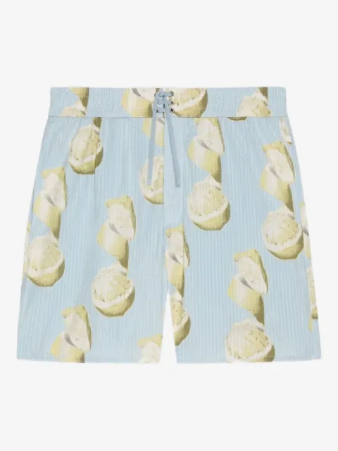 Givenchy lemon-print seersucker swim shorts