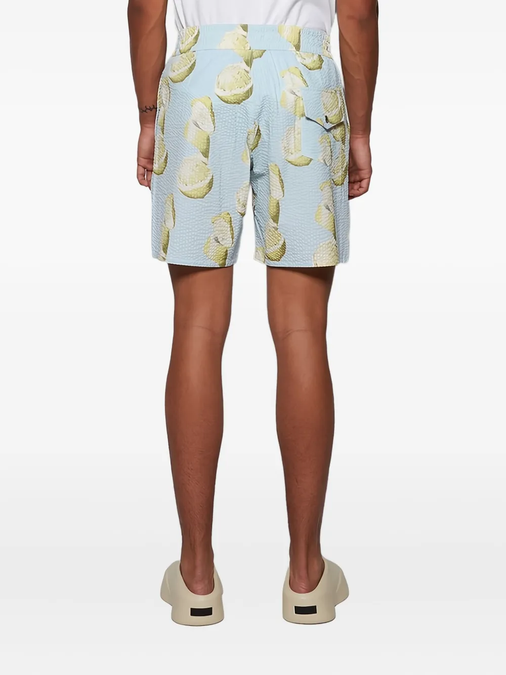 Givenchy lemon-print seersucker swim shorts Blauw