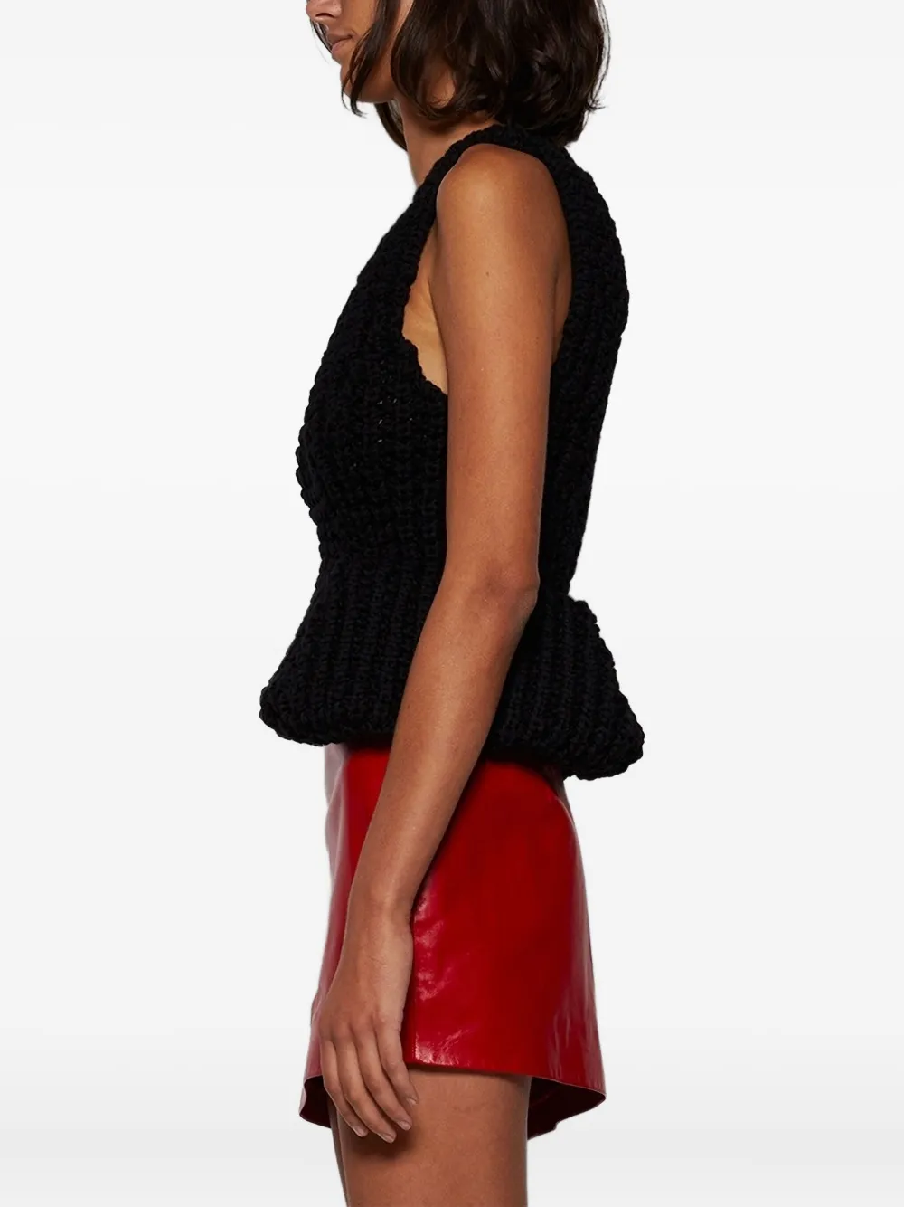Givenchy Grofgebreide peplum top Zwart