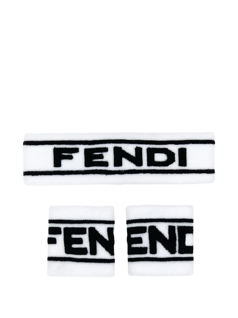 FENDI logo headband wristbands set Wit