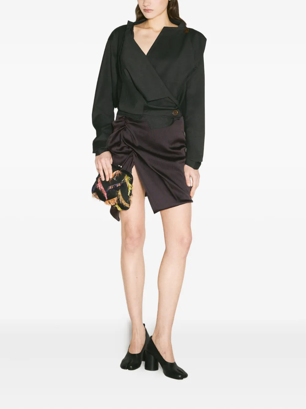 Vivienne Westwood draped asymetrical shirt Zwart