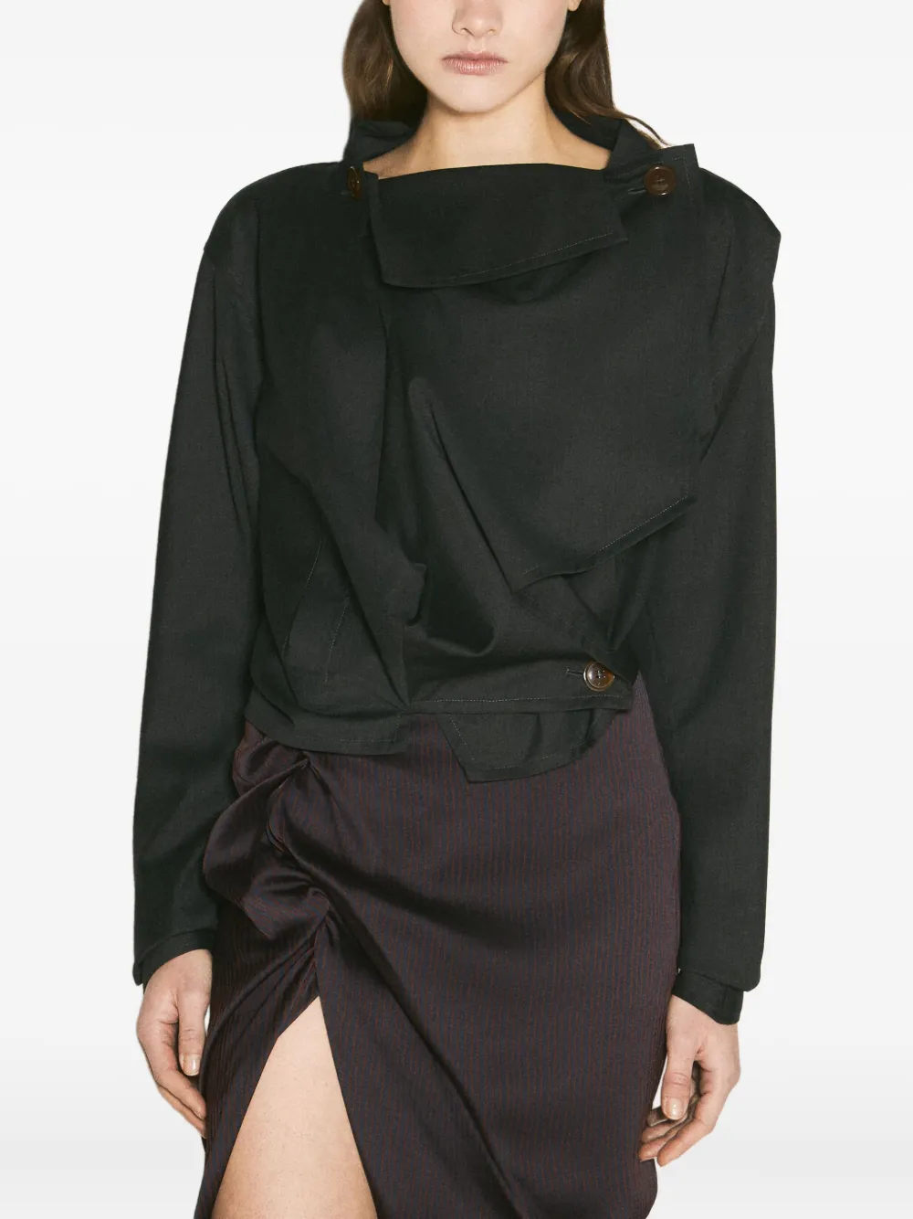 Vivienne Westwood draped asymetrical shirt Zwart