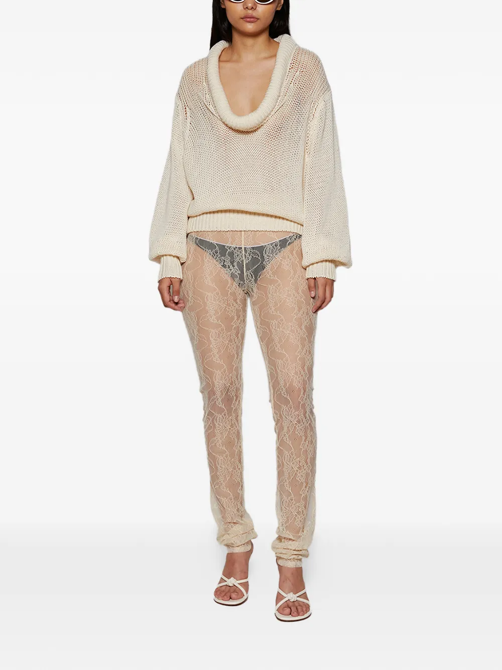 Interior The Anita lace trousers - Beige