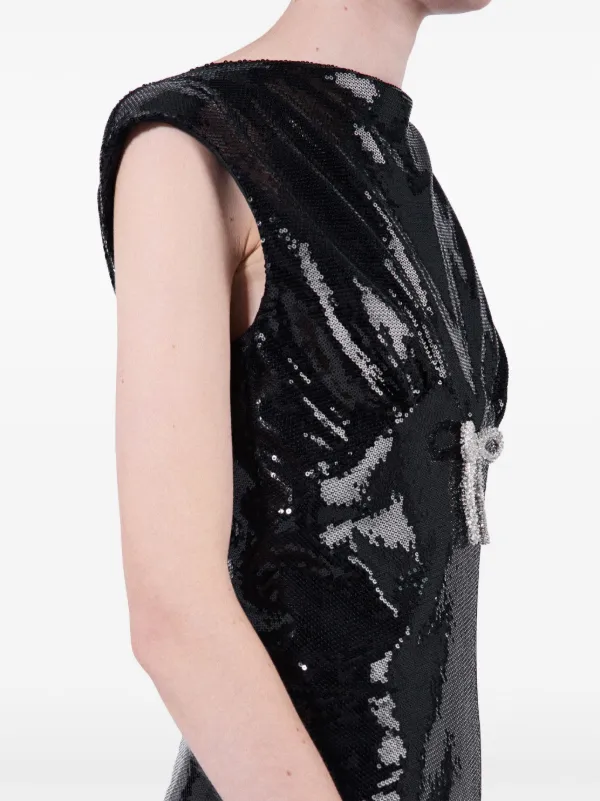 【関税&送料込】Prada Black Satin Dress Black Long Embroidered Satin Dress | PRADA