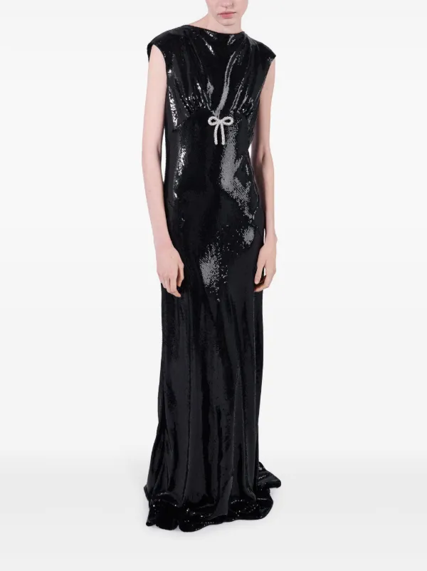 PRADA プラダ！ Prada Sequined Satin Long Dress | Black | FARFETCH