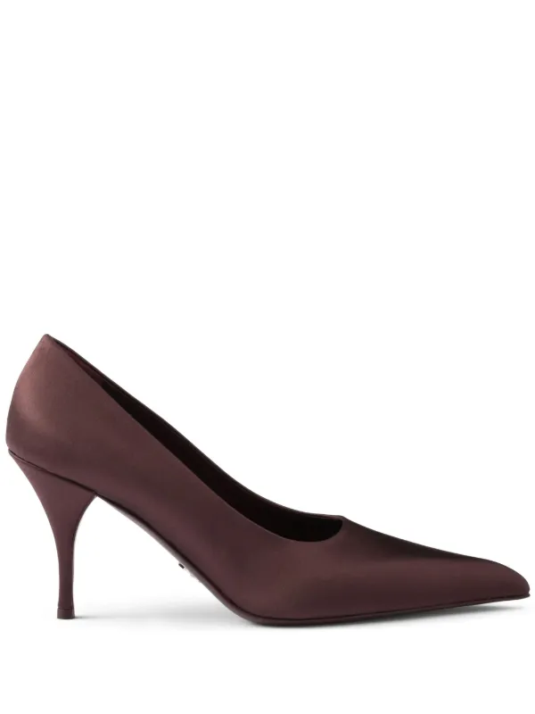 Prada 85mm Satin Pumps in Red