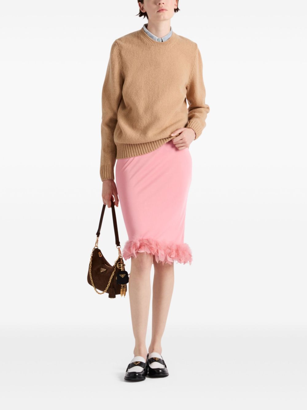 Prada feather-trim skirt - Pink