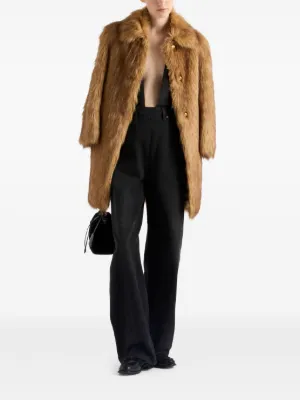 美品☆PRADA プラダ 超軽量ラムスキンムートンコート M ブラウン フード プラダPRADAムートンコート （PRADA(プラダ) / ミンクファー使用