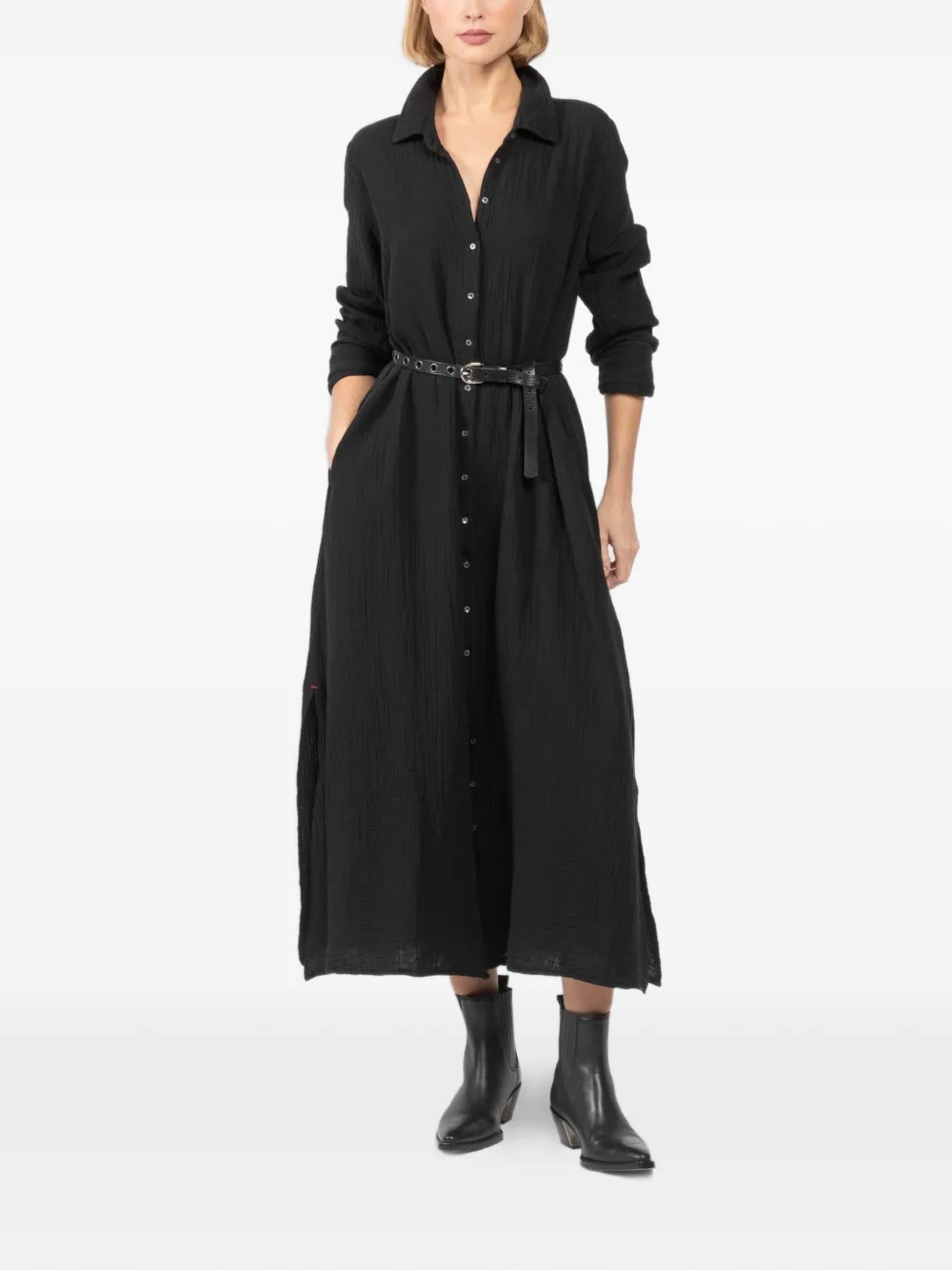 Xirena buttoned-down midi shirt dress - Nero