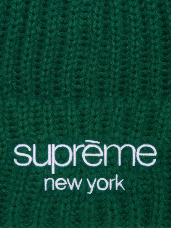 Supreme Classic Logo Chunky Ribbed Beanie | Green | FARFETCH CA