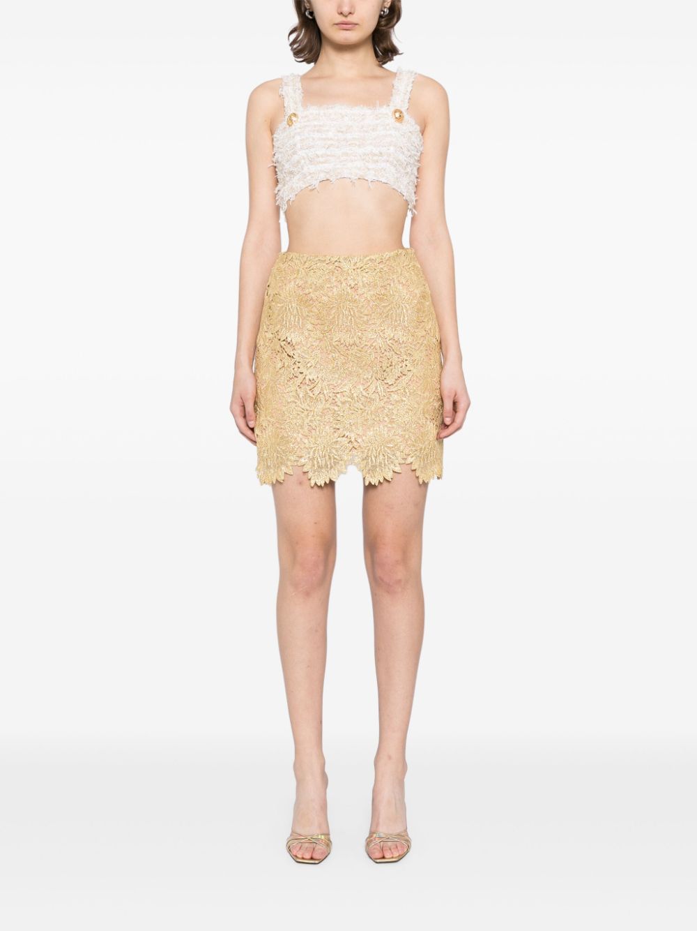 Ermanno Scervino floral lace mini skirt - Goud