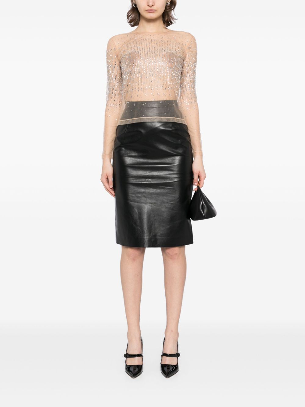 Ermanno Scervino lambskin pencil skirt - Zwart