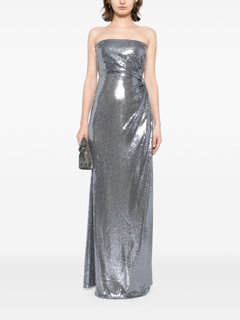 Alex Perry twisted sequinned gown - Metallic