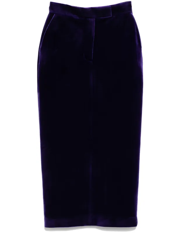 Alex Perry Velvet Pencil Skirt in Purple