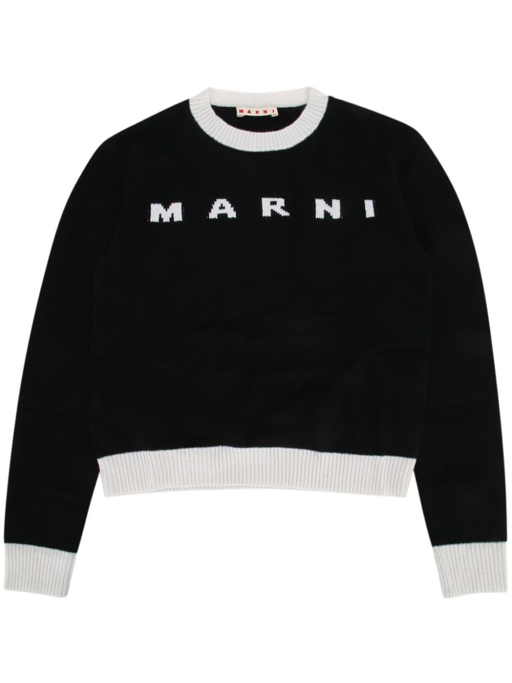 Marni Kids logo-intarsia sweater - Black