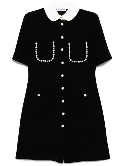 Dice Kayek vestido recto manga corta con cuello Peter Pan
