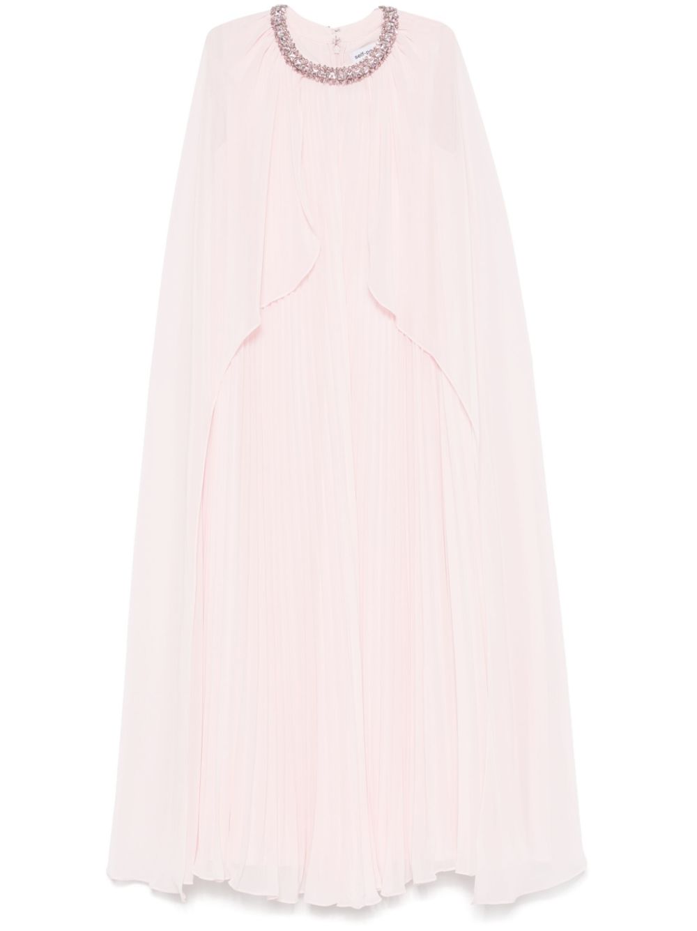 Self-Portrait Chiffon midi-jurk met cape Roze