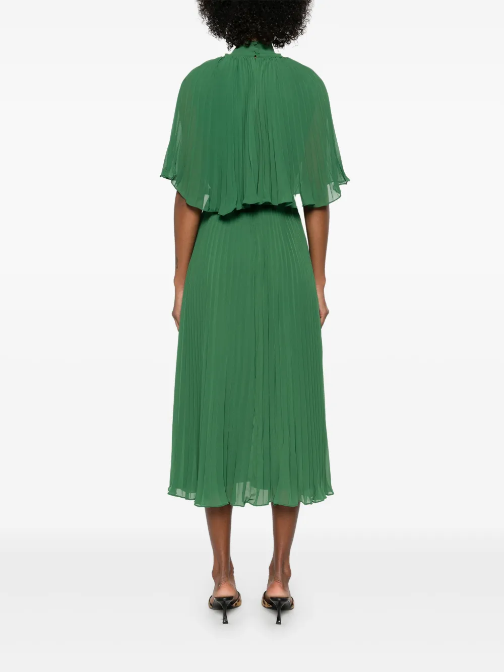 Self-Portrait Chiffon midi-jurk met cape Groen