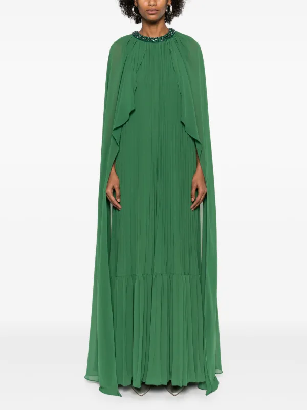 ワンピース SELF-PORTRAIT Woman Dress Green PF25080SG GREEN Self-Portrait Chiffon Cape Maxi Dress | Green | FARFETCH