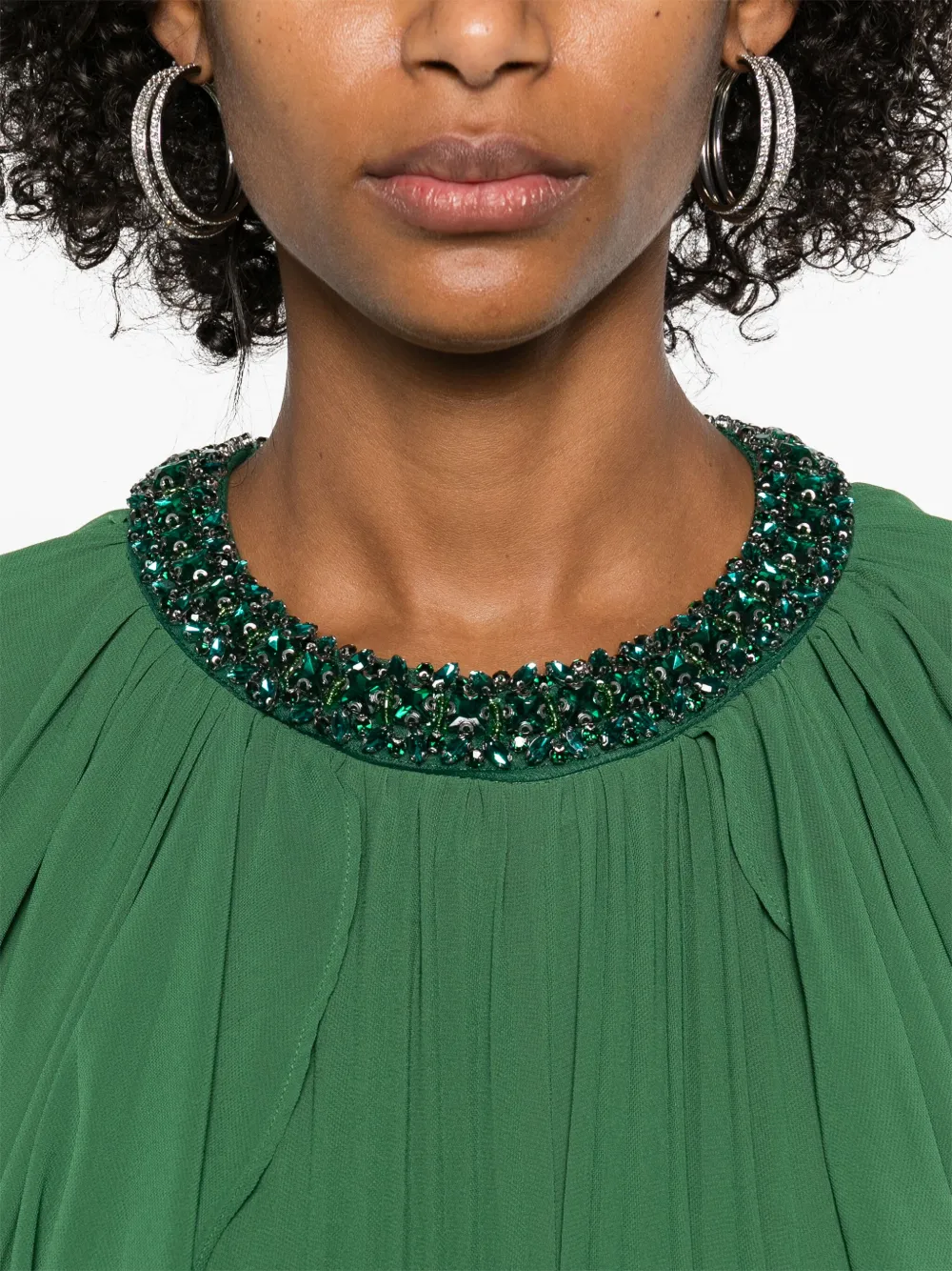 Self-Portrait Crêpe maxi-jurk Groen