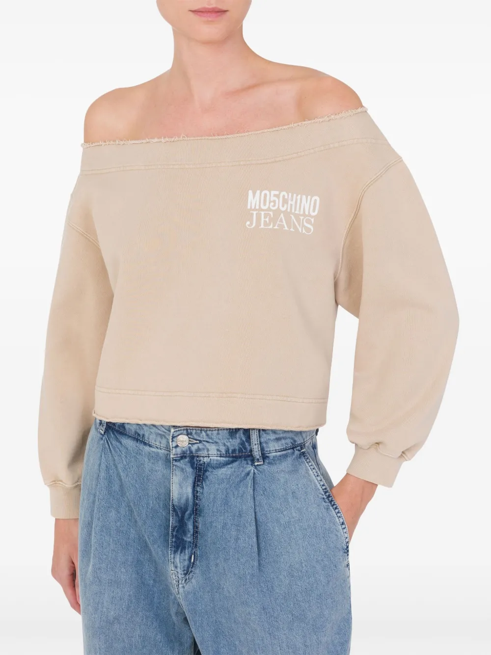 MOSCHINO JEANS Sweater met logoprint - Beige