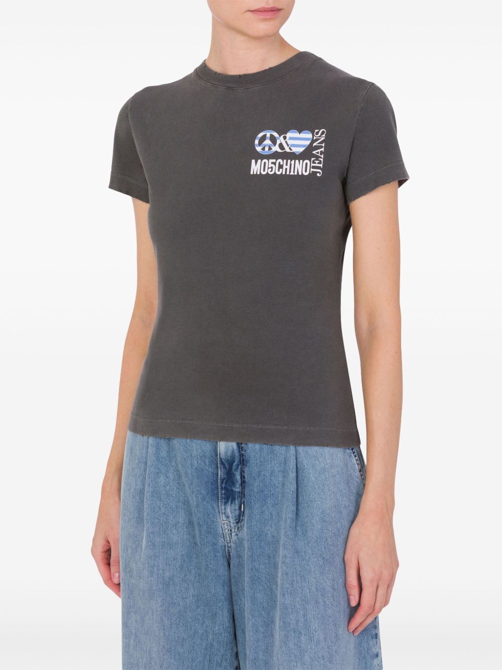 MOSCHINO JEANS T-shirt met logoprint - Grijs