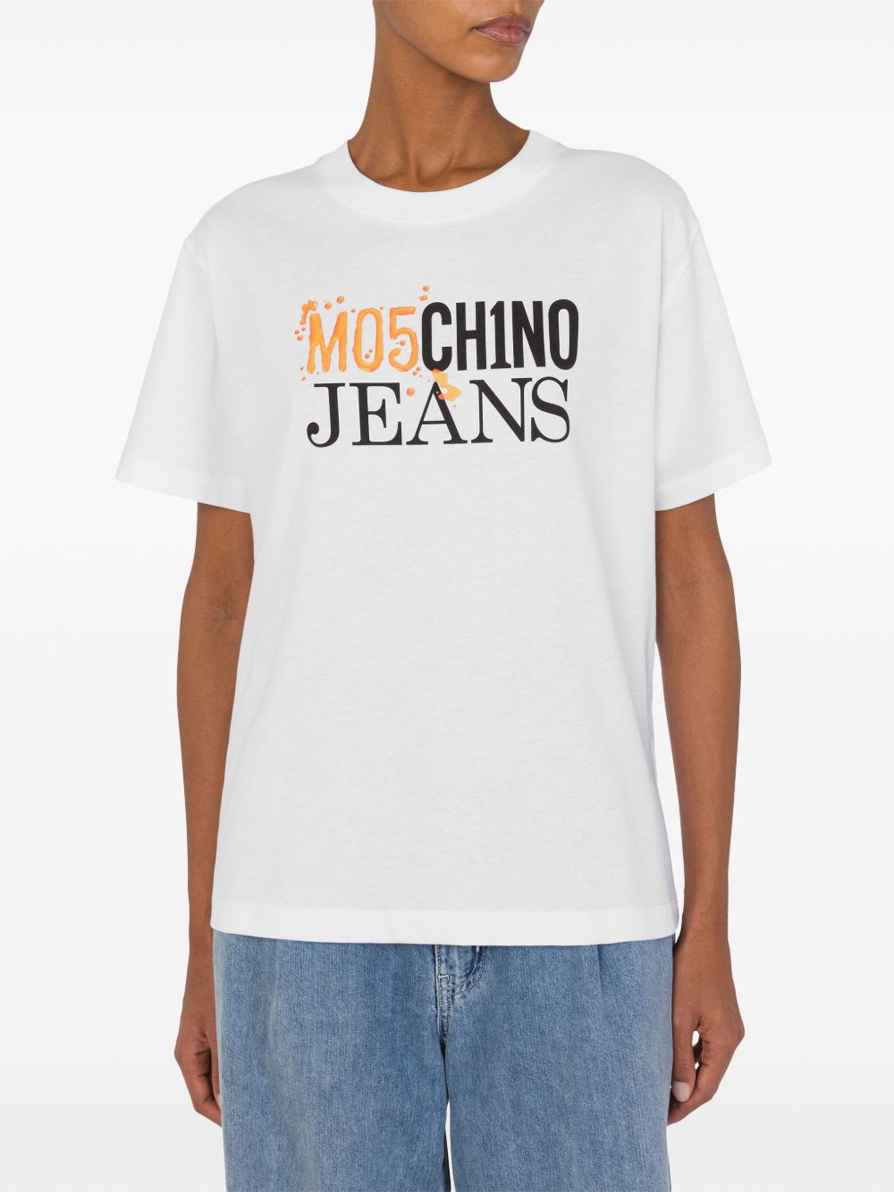 MOSCHINO JEANS T-shirt met logoprint - Wit