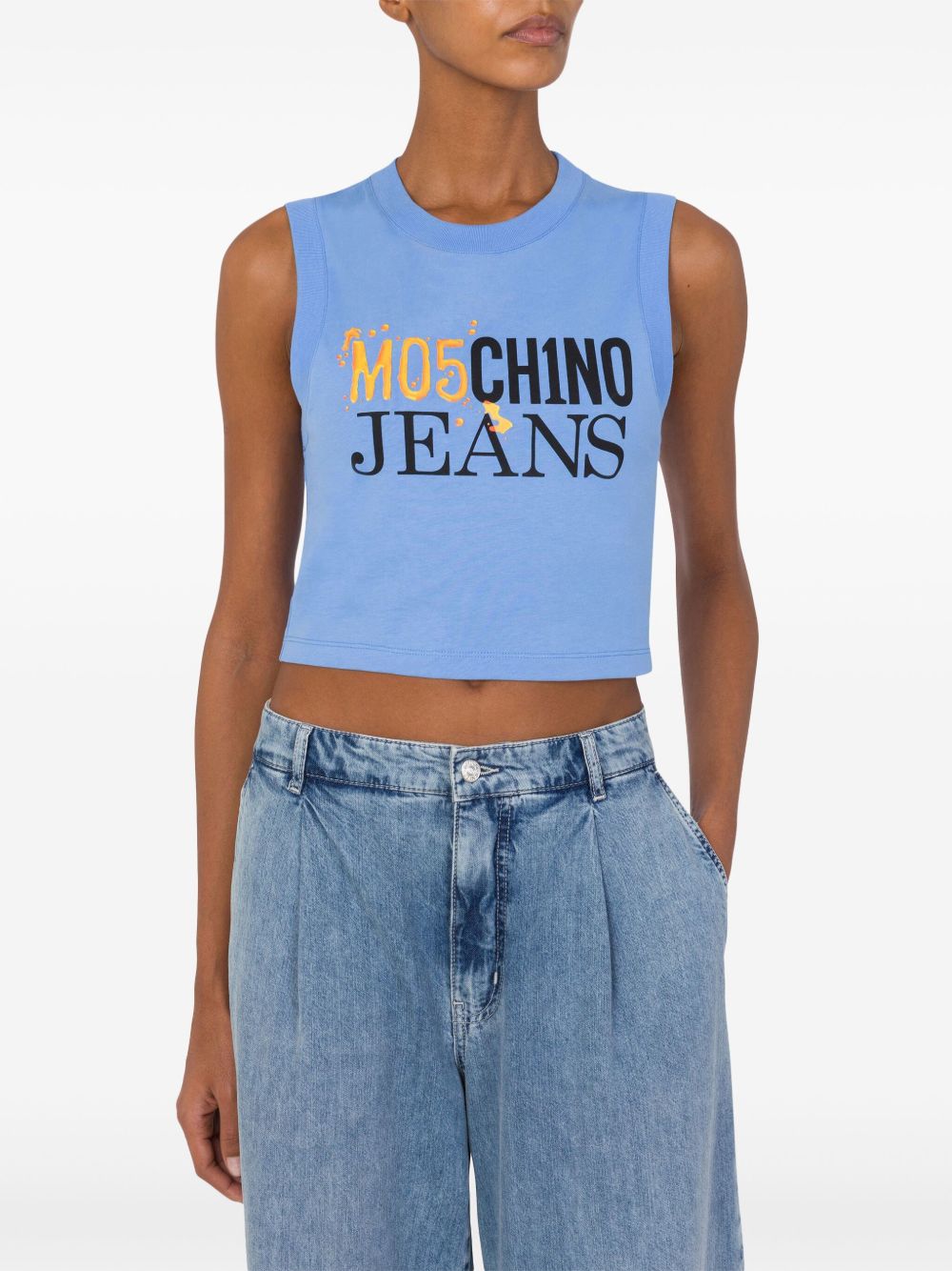 MOSCHINO JEANS logo-print tank top - Blue