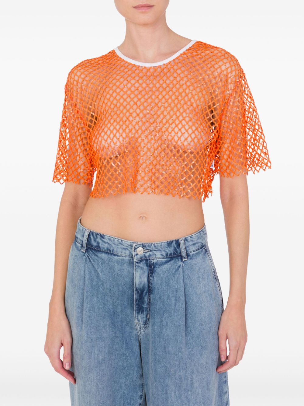 MOSCHINO JEANS Mesh T-shirt - Oranje