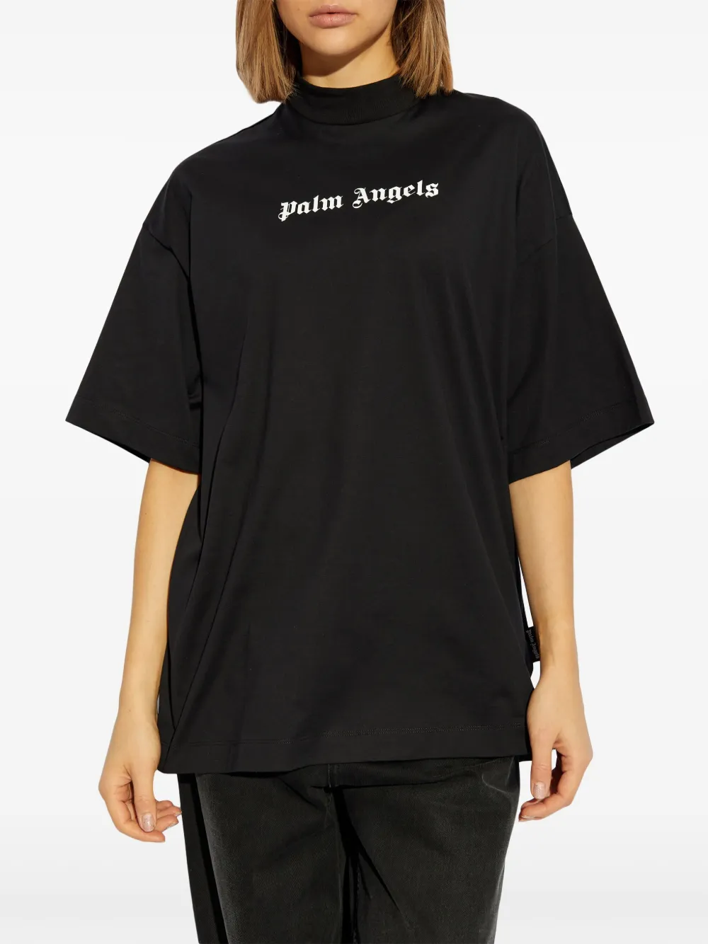 Palm Angels T-shirt met logoprint Zwart