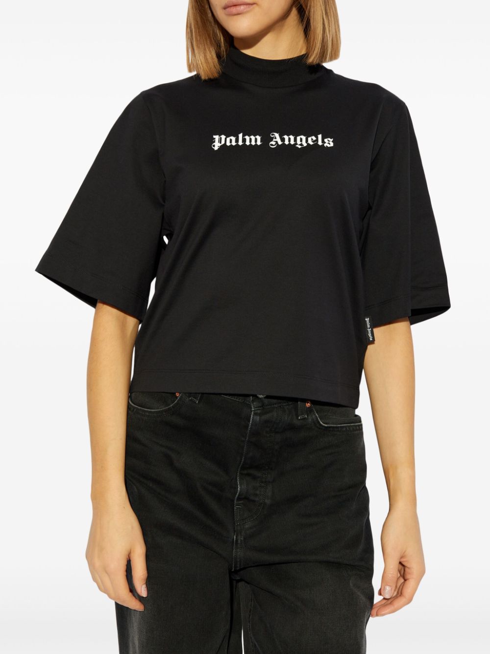 Palm Angels T-shirt met logoprint - Zwart