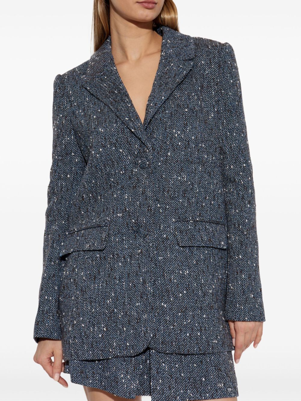 Self-Portrait Bouclé blazer - Blauw