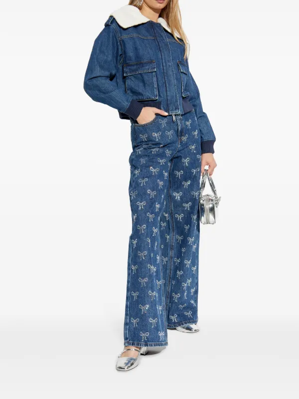 ジャケット Self-Portrait Bomber Style Denim Jacket Self-Portrait Denim Bomber Jacket | Blue | FARFETCH