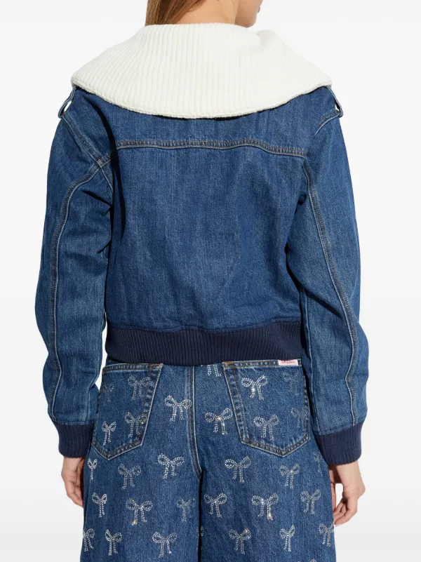 Self-Portrait Denim Bomber Jacket | Blue | FARFETCH BH