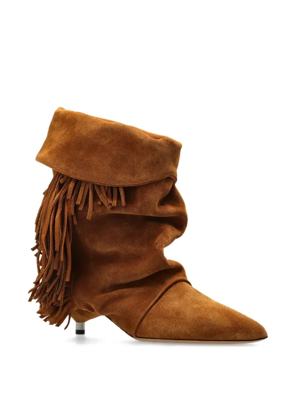 ISABEL MARANT Edrik Fringed Boots Brown FARFETCH GE - Main Image
