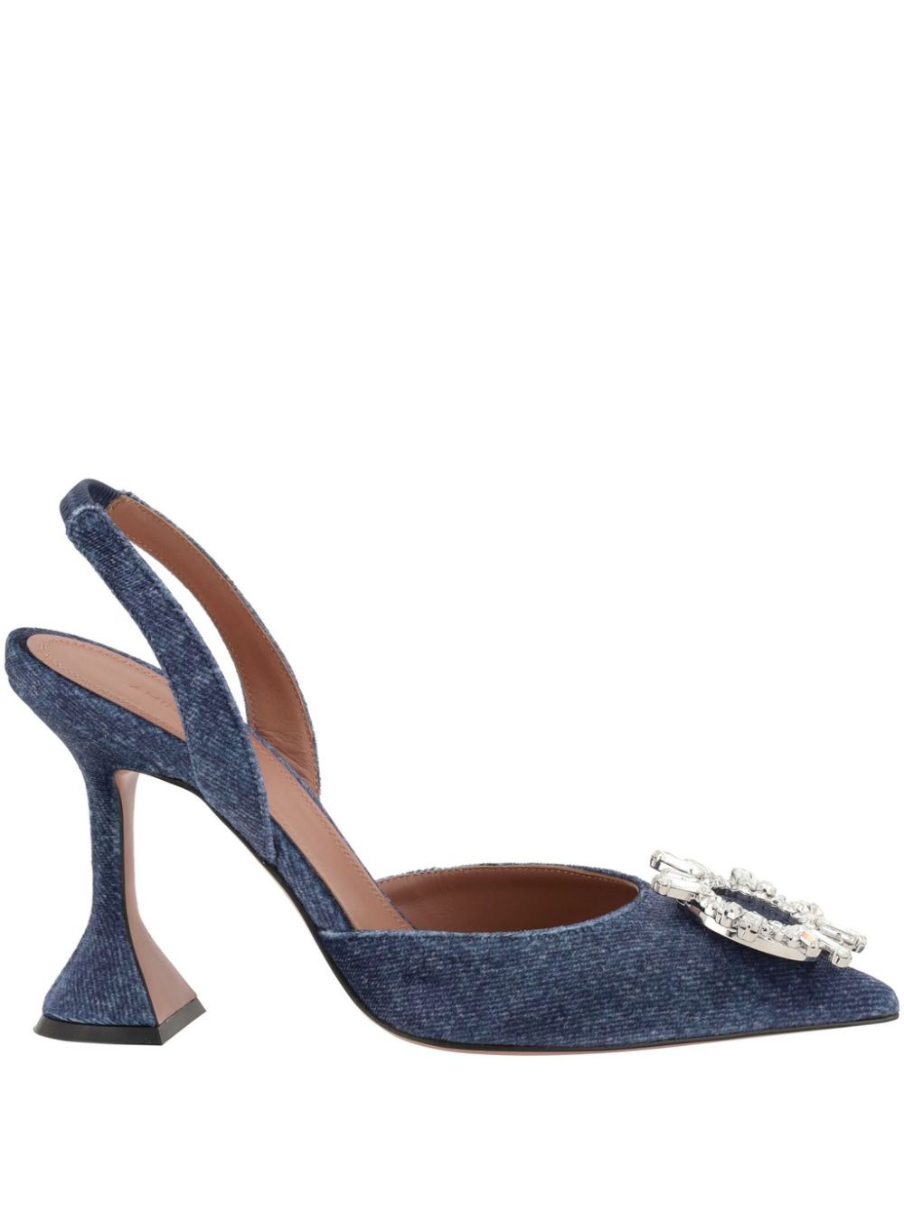 Amina Muaddi denim velvet pumps Blauw