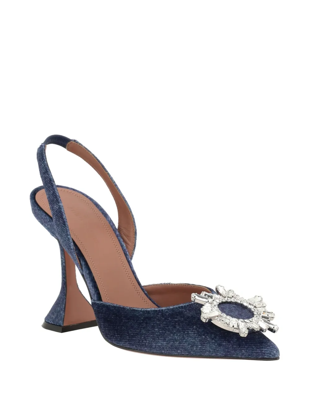 Amina Muaddi denim velvet pumps - Blue