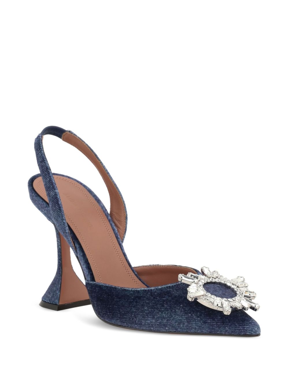 Amina Muaddi denim velvet pumps Blue