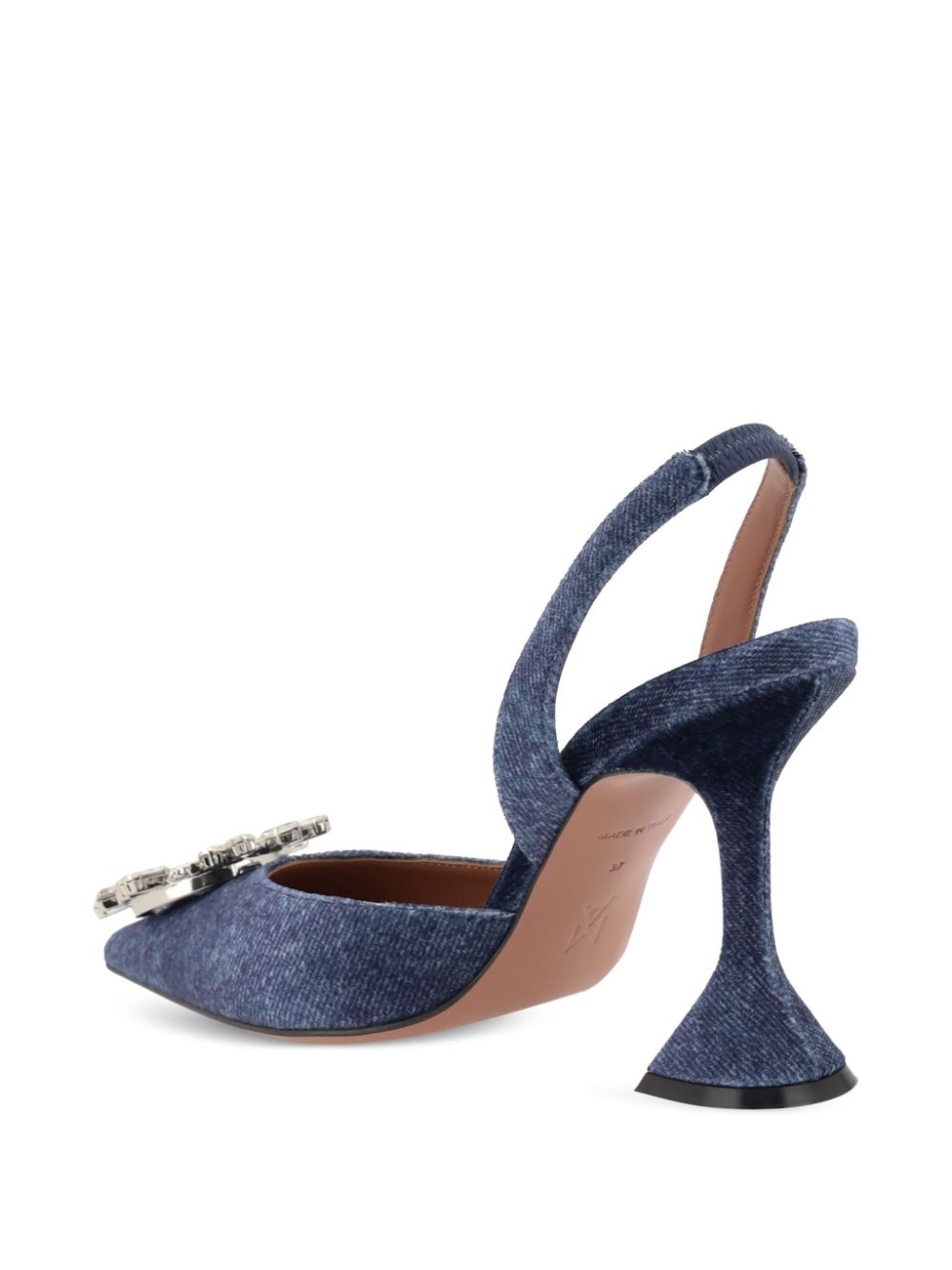 Amina Muaddi denim velvet pumps Blue