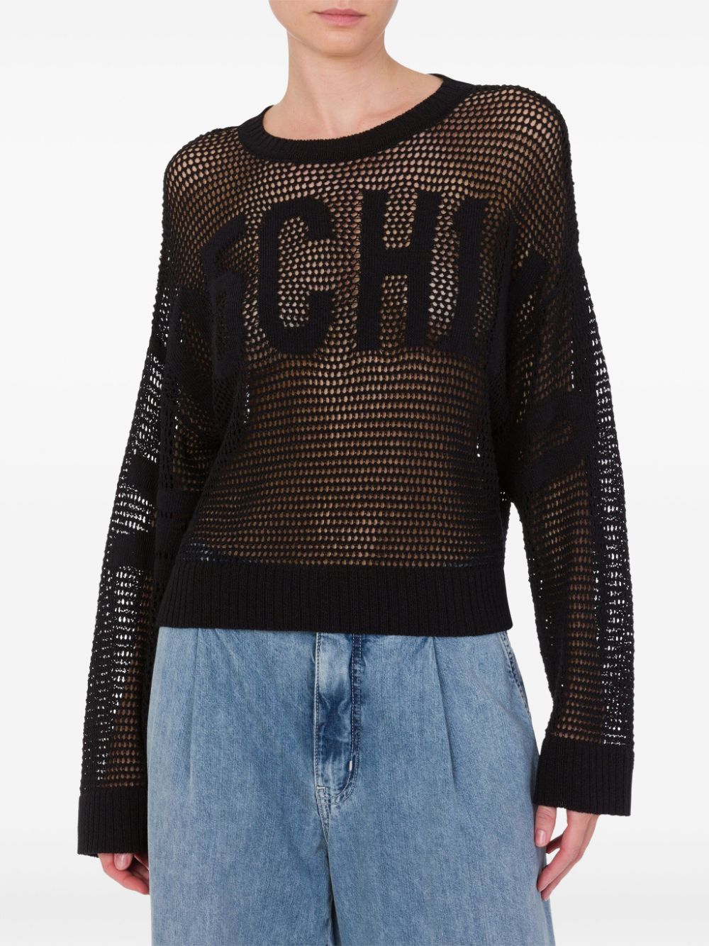 MOSCHINO JEANS Sweater met logo jacquard - Zwart