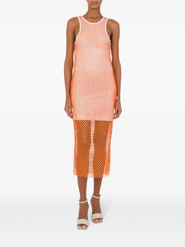 MOSCHINO JEANS Mesh Midi Dress | Orange | FARFETCH