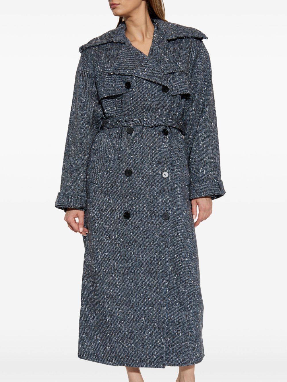 Self-Portrait Trenchcoat met ceintuur - Blauw