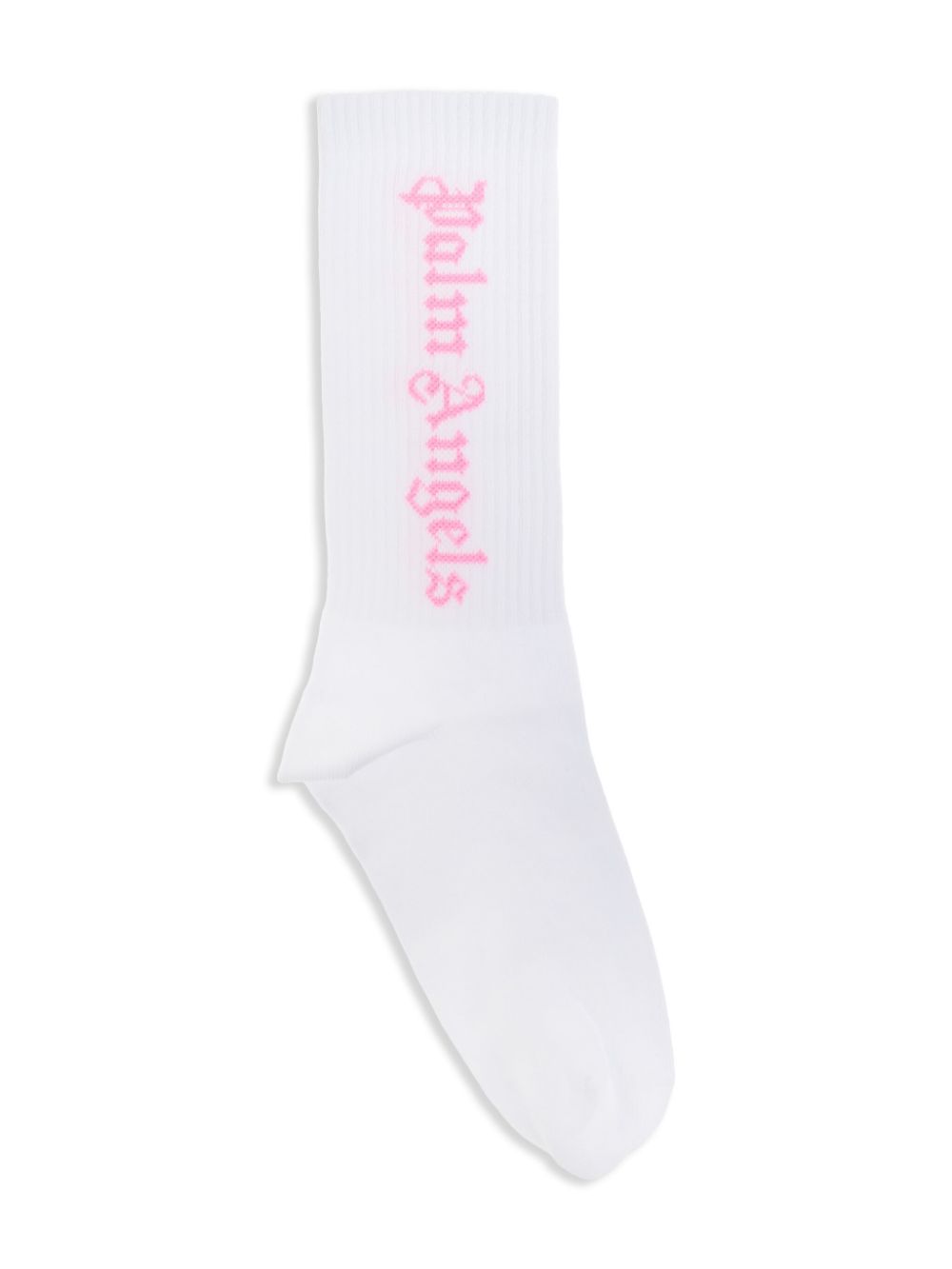 Palm Angels Kids logo-intarsia socks - White