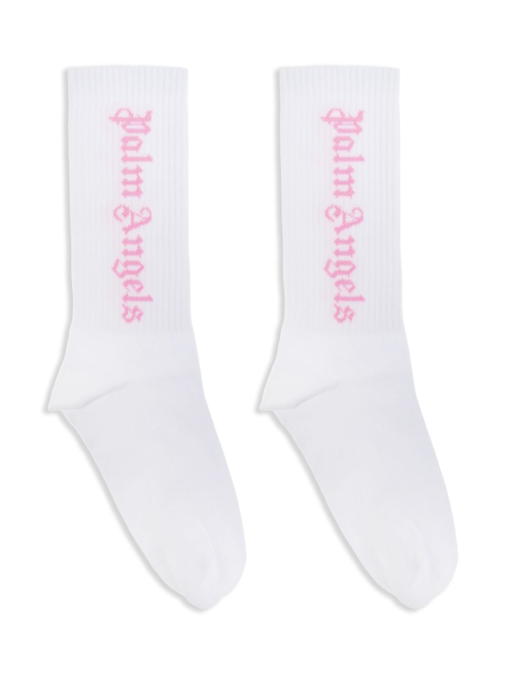 Palm Angels Kids logo-intarsia socks - White