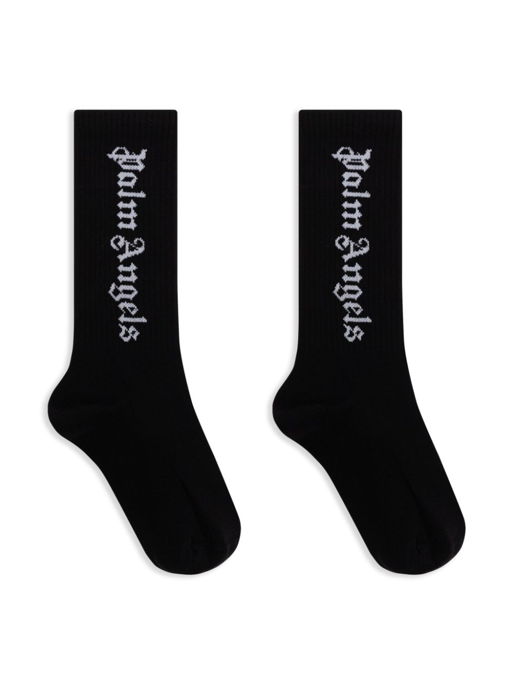 Palm Angels Kids logo-intarsia socks - Black