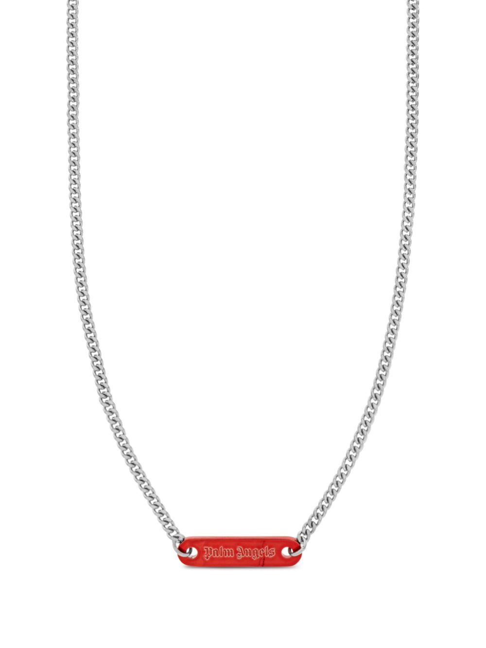 Palm Angels logo tag necklace - Zilver