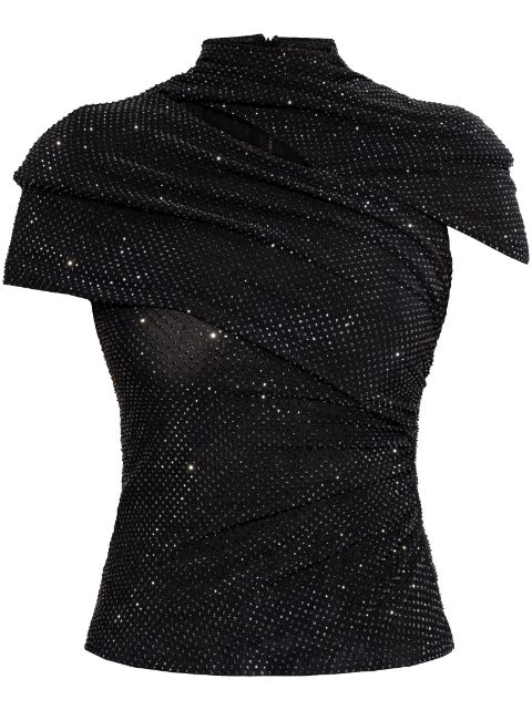 Self-Portrait sequinned wrap-around top 