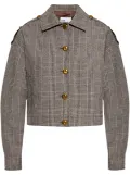 Self-Portrait crop checkered jacket - Brown
