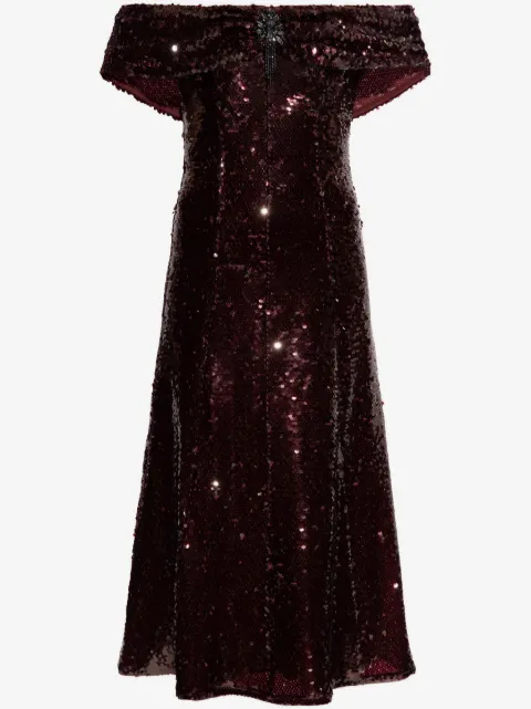 Self-Portrait sequinned off-shoulder dress