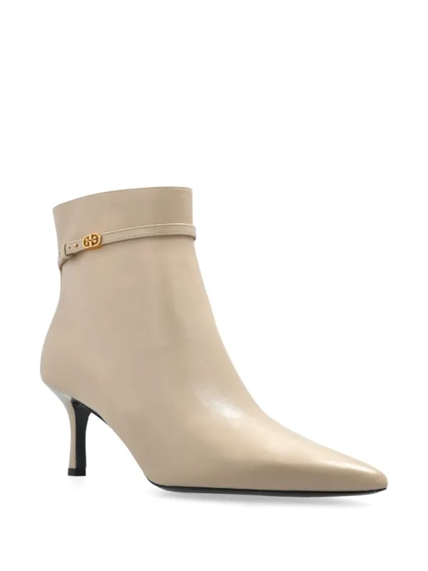*TORY BURCH* ダブルT レザー アンクルブーツ Tory Burch ダブルT ブーツ | ニュートラル | FARFETCH JP